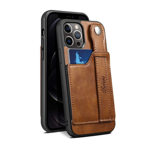 Case iPhone de Couro com Slot para Cartão e Alça Ajustável
