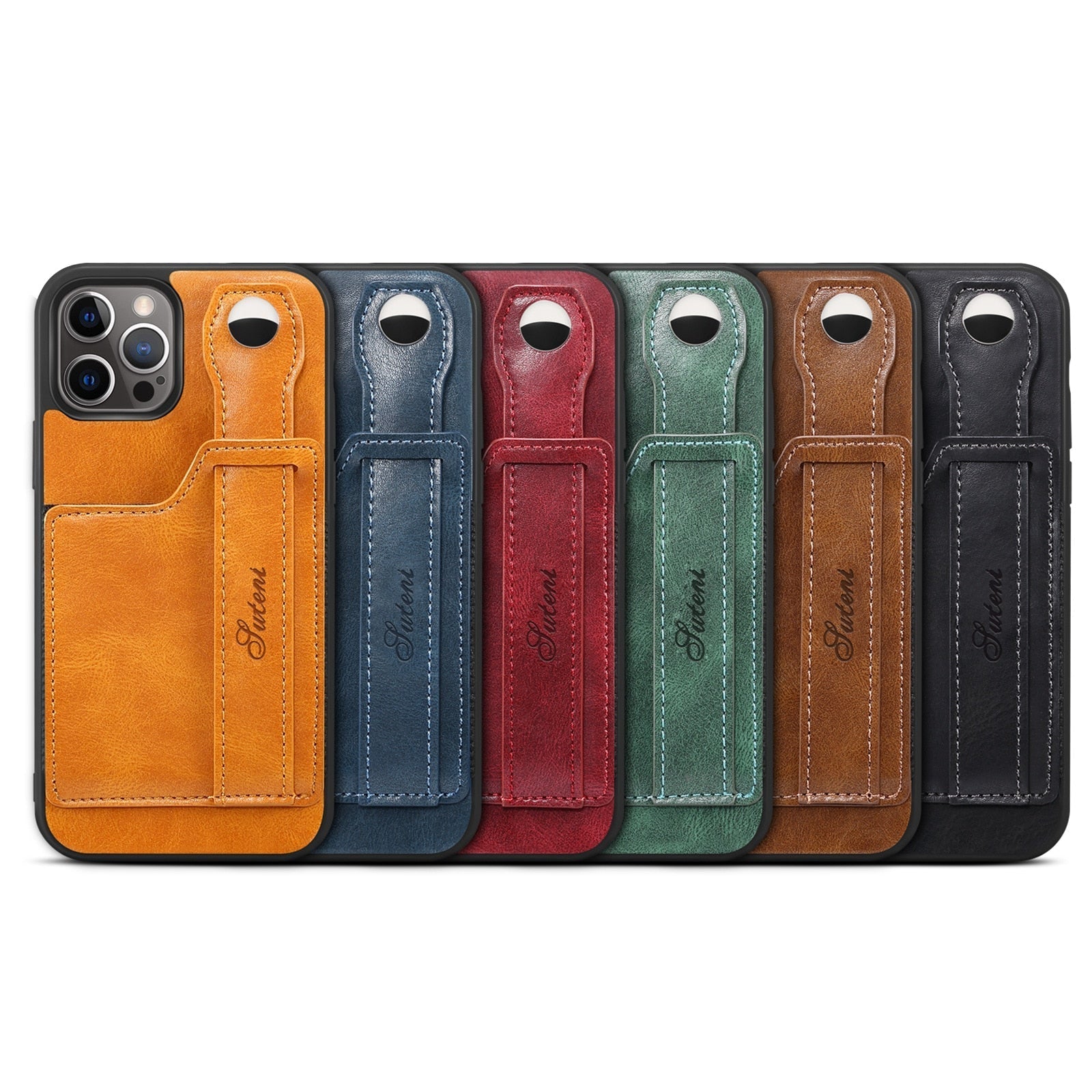 Case iPhone de Couro com Slot para Cartão e Alça Ajustável