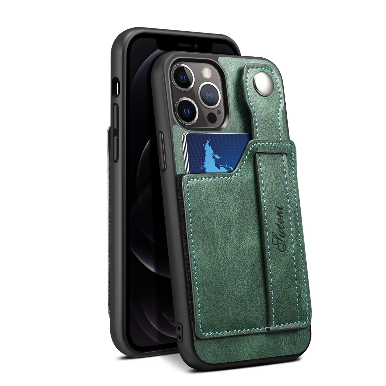 Case iPhone de Couro com Slot para Cartão e Alça Ajustável